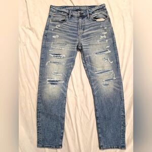 American Eagle Outfitters Men's Blue Distressed Airflex + Jeans‎ Size 29x30